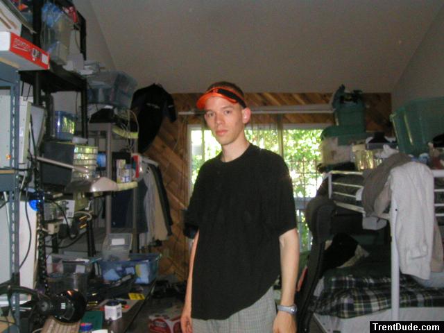 Trent wearing a SF Giants visor hat