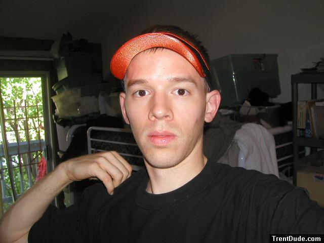 Trent wearing a SF Giants visor hat