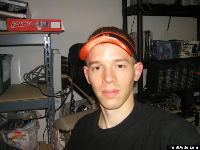 Trent wearing a SF Giants visor hat