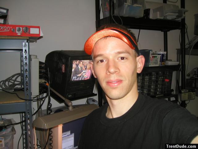 Trent wearing a SF Giants visor hat