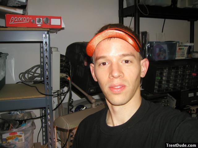 Trent wearing a SF Giants visor hat