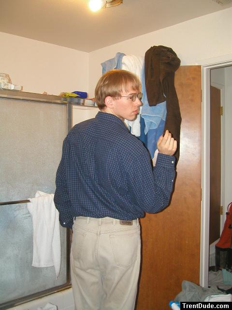 Tan jeans and glasses