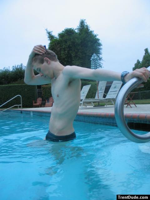 Green Nike speedo (stretching!)