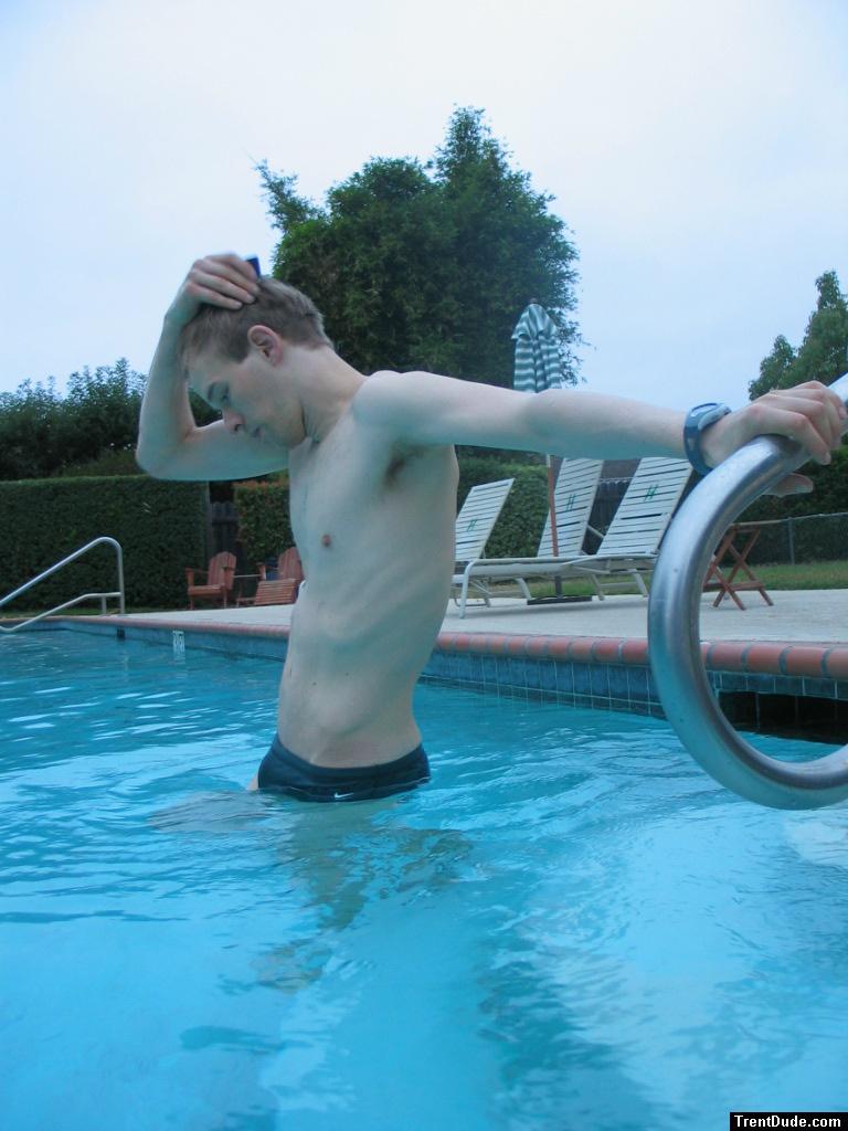 Green Nike speedo (stretching!)