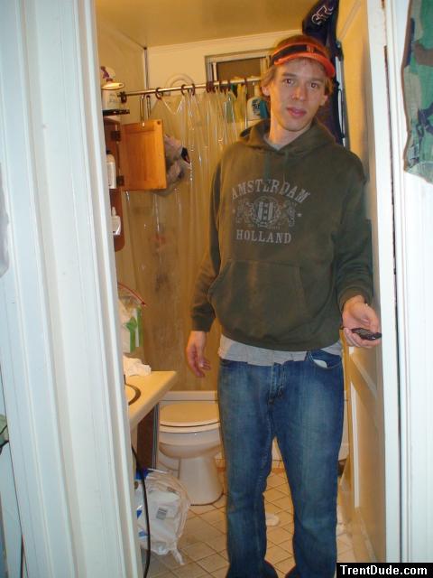 Trent wearing an Amersterdam sweat shirt