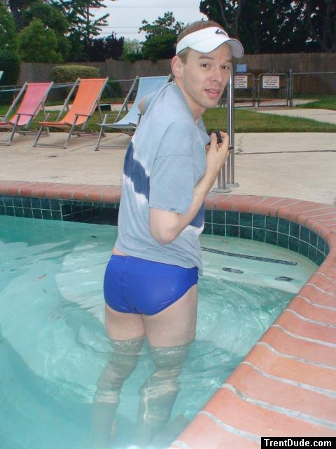 swimmer wearing a Nike swim brief (rear)
