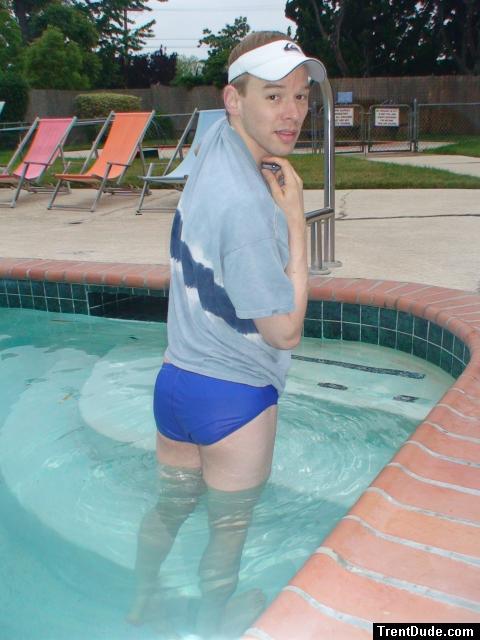 swimmer wearing a Nike swim brief (rear)