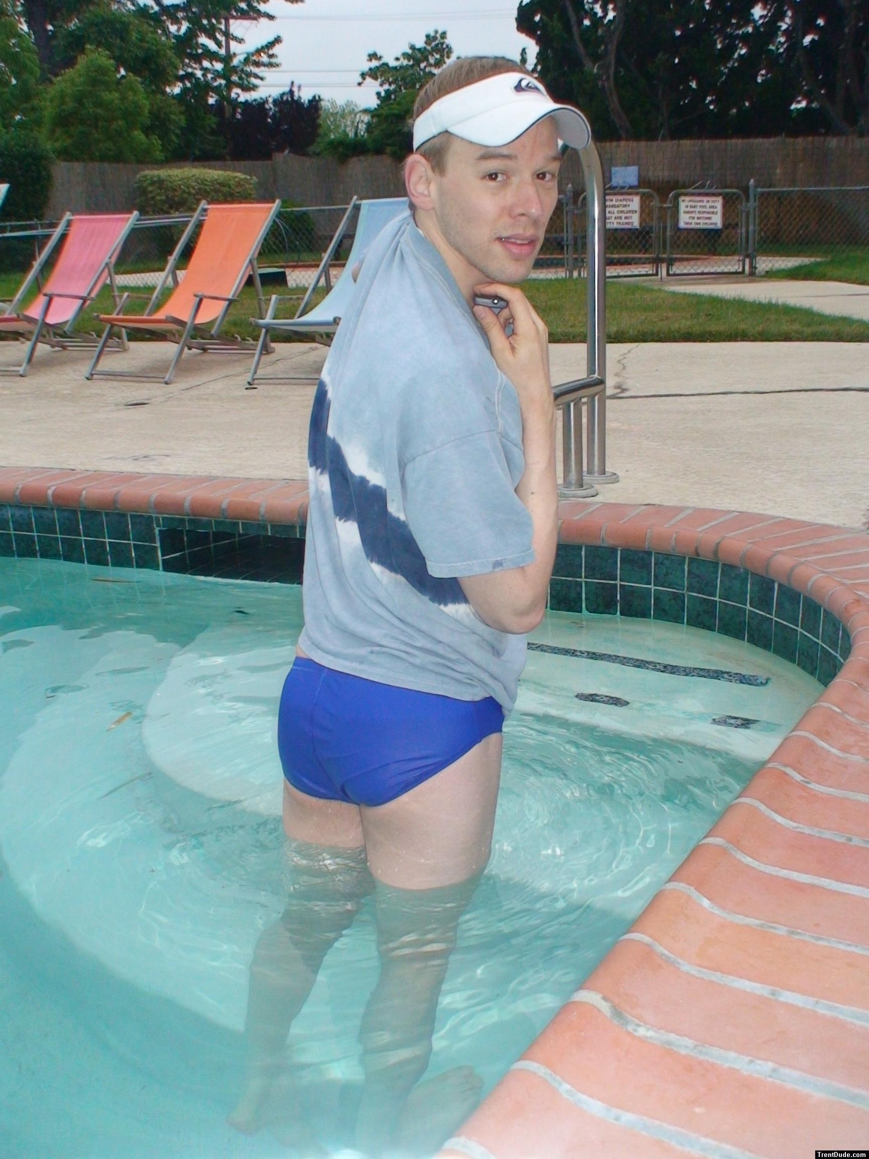 swimmer wearing a Nike swim brief (rear)