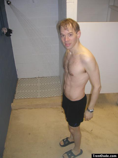 Smiling in grey boxer briefs