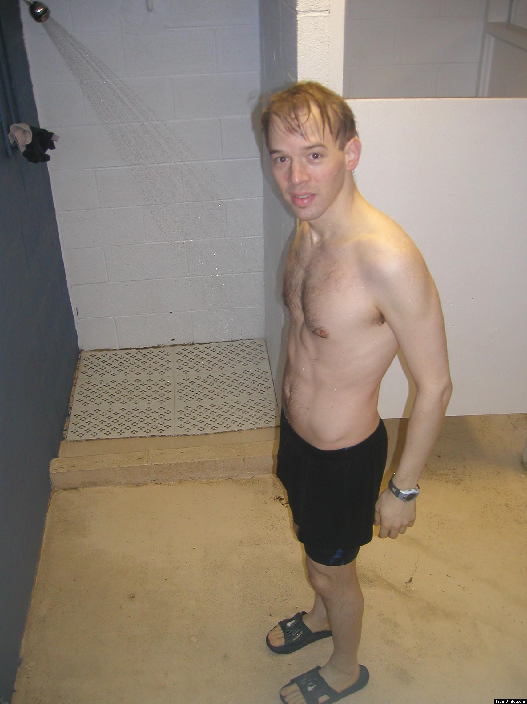 Smiling in grey boxer briefs