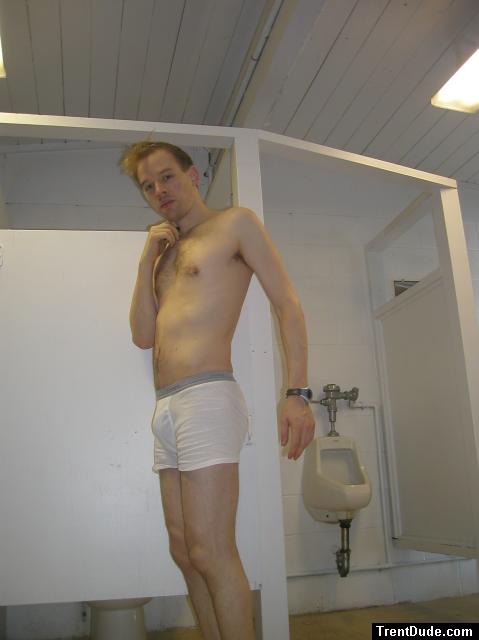 white hanes boxer briefs, changing in a bathroom