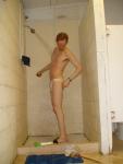 guy Showering in a white speedo