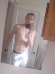 Shirtless in Great Sweatpants and blue Hanes