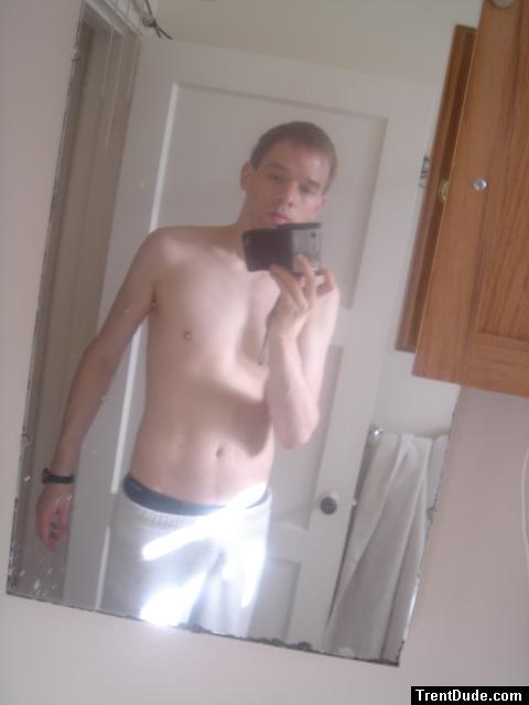 Shirtless in Great Sweatpants and blue Hanes