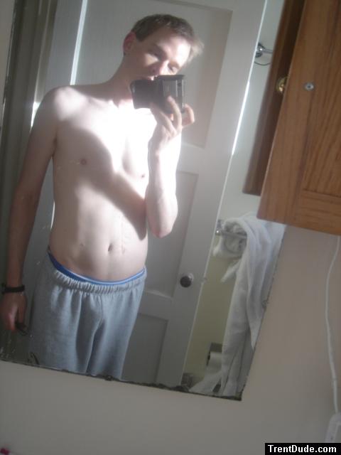 Grey Sweat Pants- shirtless