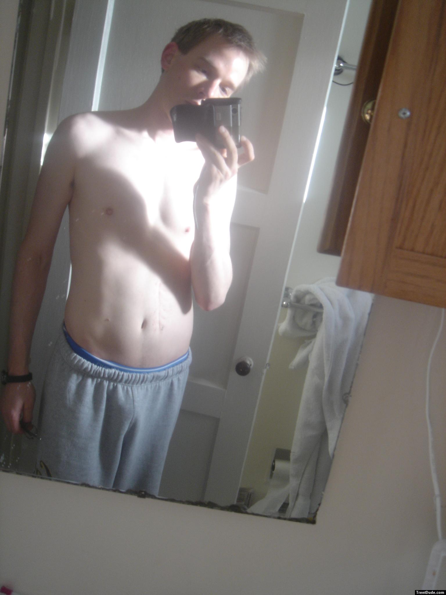 Grey Sweat Pants- shirtless