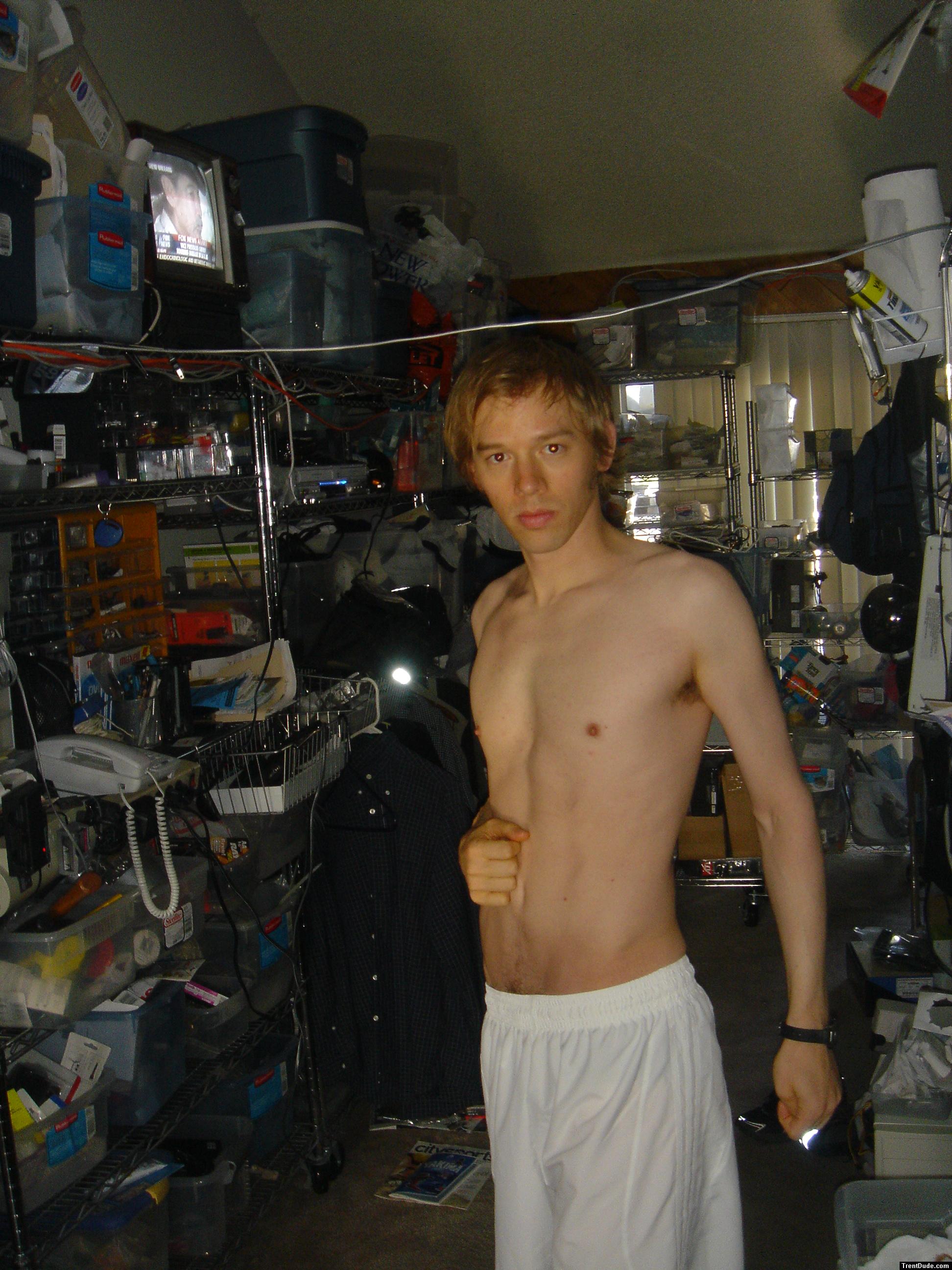 `Shirtless in white addidas