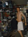 `Shirtless in white addidas