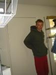 Green Quiksilver sweat shirt and red sweat pants
