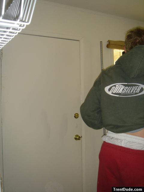 Green Quiksilver sweat shirt and red sweat pants