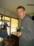 dude in Green Quiksilver sweat shirt