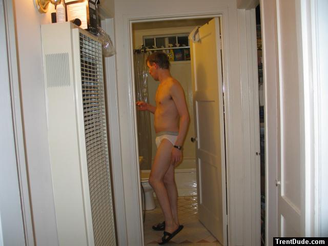 Calvin Klein Briefs in the bathroom