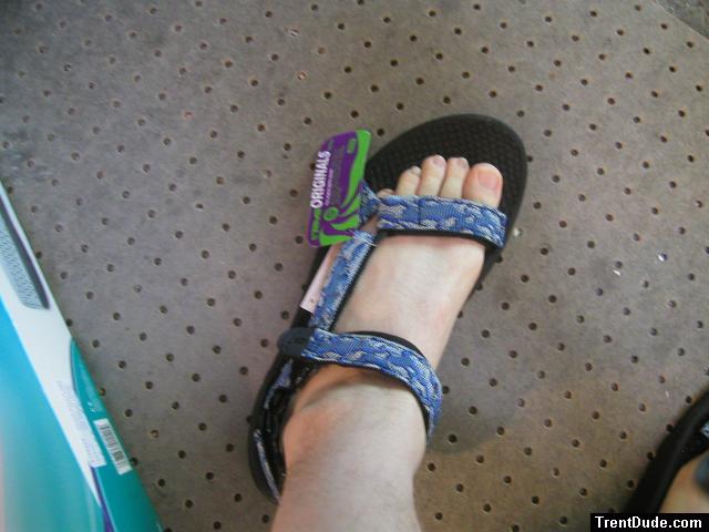 Trying on some new slippers