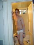 leaning in White Jockey briefs (goatee)