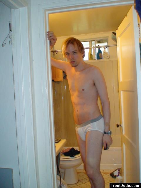 leaning in White Jockey briefs (goatee)