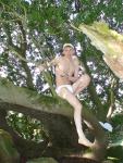 Sitting in the Manzanita tree wearing Jockey String Bikini underwear