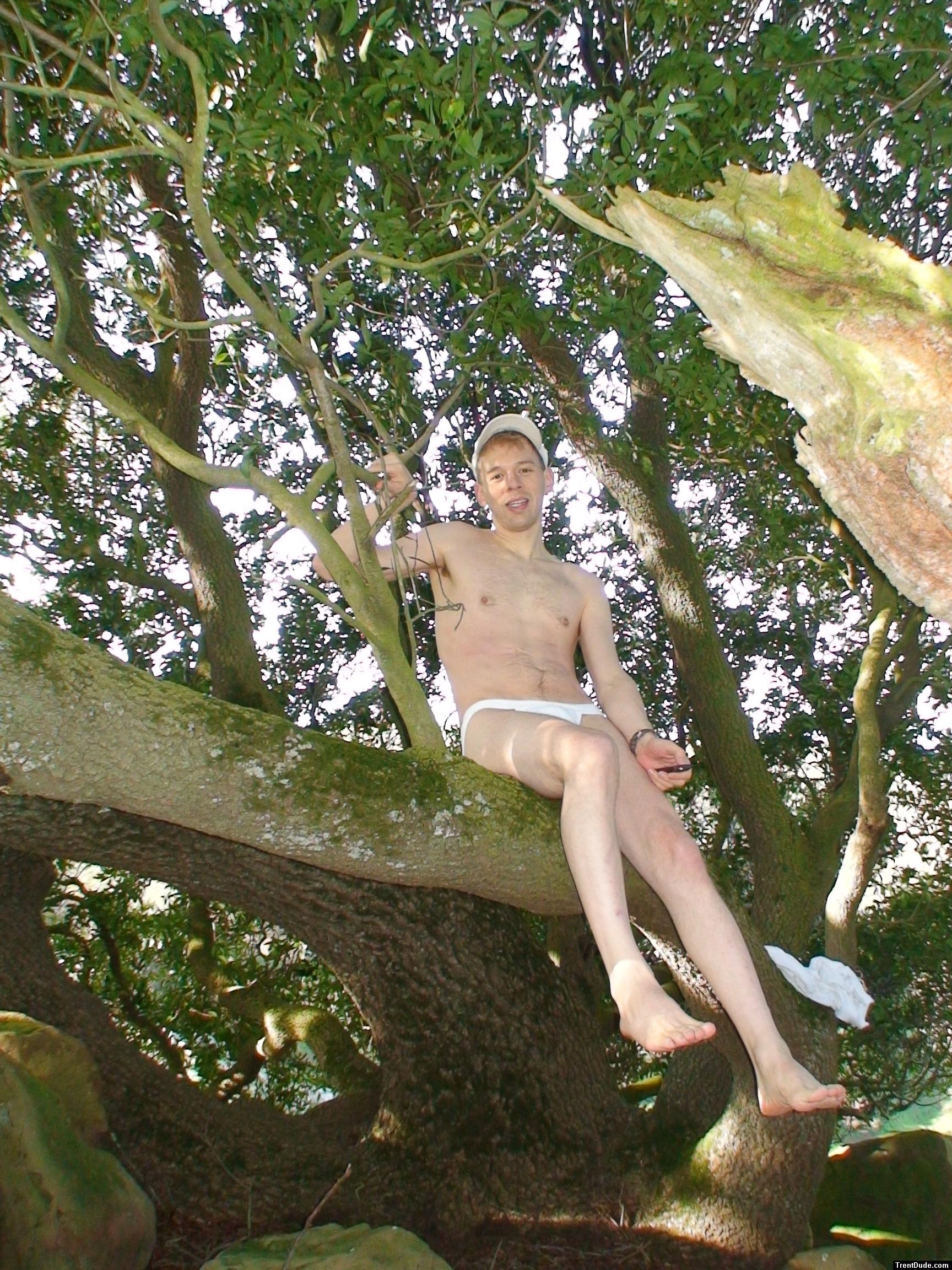 Dangling feet in white underpants
