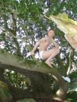 White Jockey Bikini brief underwear in a tree