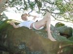 Smiling on a rock