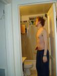 shirtless in the bathroom
