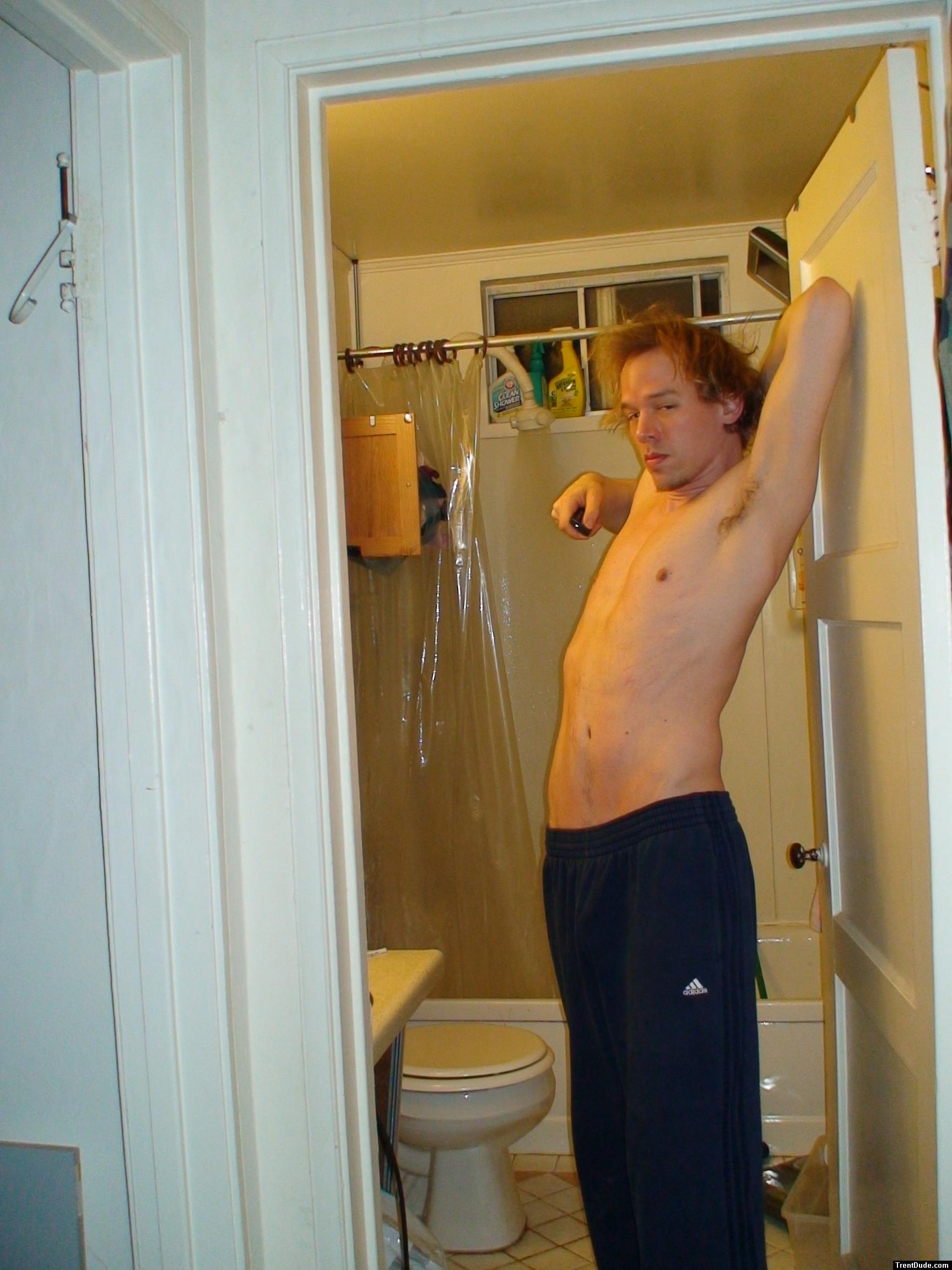 armpits and Addidas sweat pants