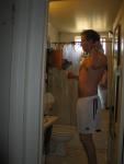 White addidas shorts (hairy chest)
