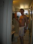 White addidas shorts (hairy chest)