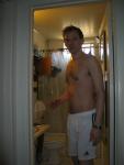 White addidas shorts (hairy chest)