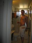 White Addiadas shorts over Jockey briefs