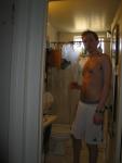White Addiadas shorts over Jockey briefs