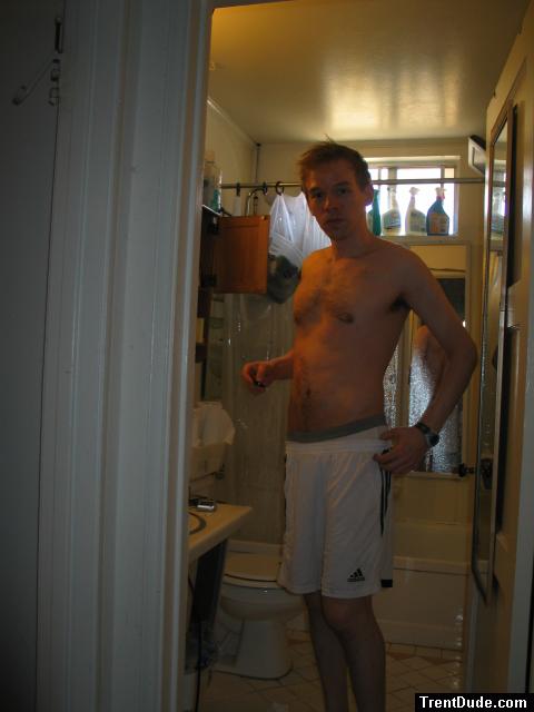 White Addiadas shorts over Jockey briefs