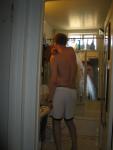 White Addiadas shorts and Jockey briefs (rear)