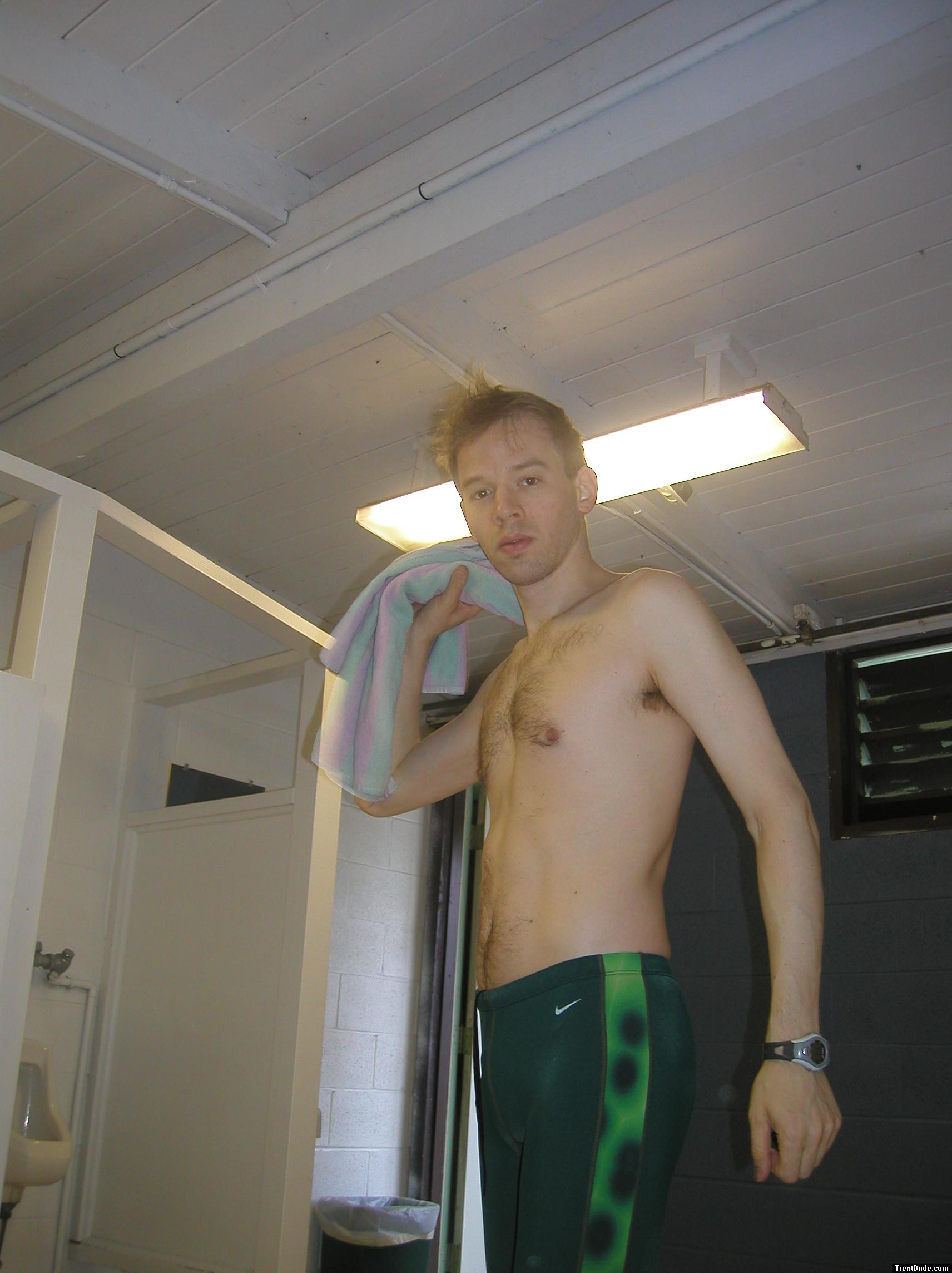 Green Nike swim jammer, chest hair