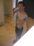 Green Nike swim jammer, chest hair