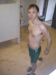 Green Nike swim jammer, chest hair