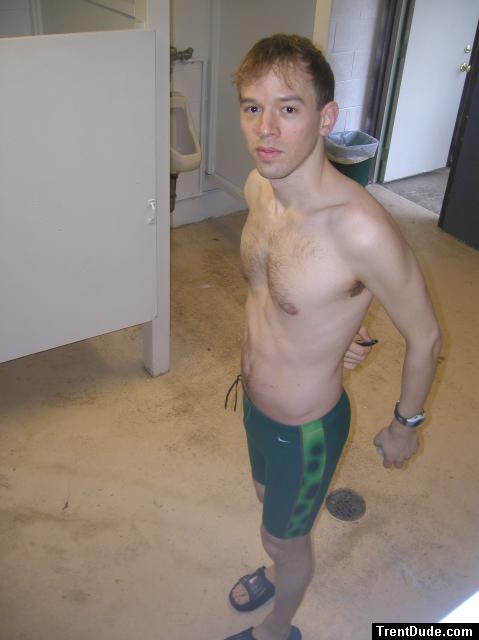 Green Nike swim jammer, chest hair