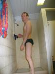 Green nike speedo in the locker room