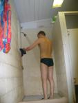 Green nike speedo in the locker room