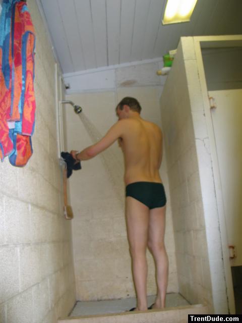 Green nike speedo in the locker room