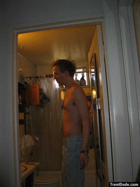 Shirtless in jeans